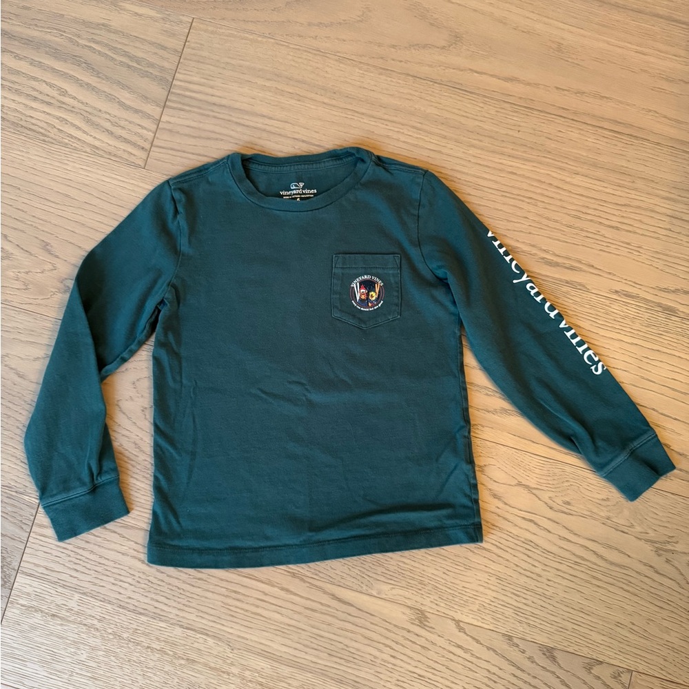 Vineyard Vines Kids Green Long Sleeve Pocket Tee